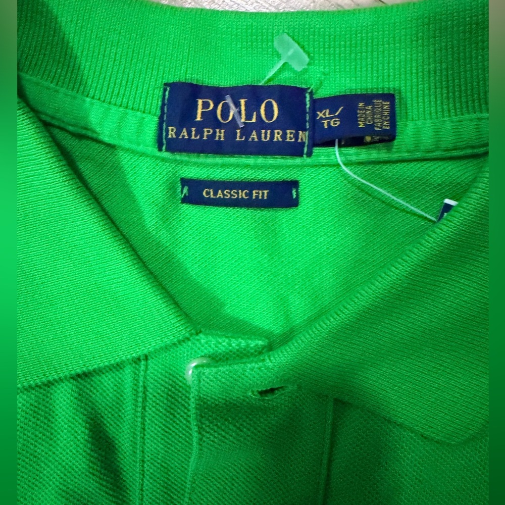 Polo by Ralph Lauren Green Cotton Polo Shirt with Blue Tag